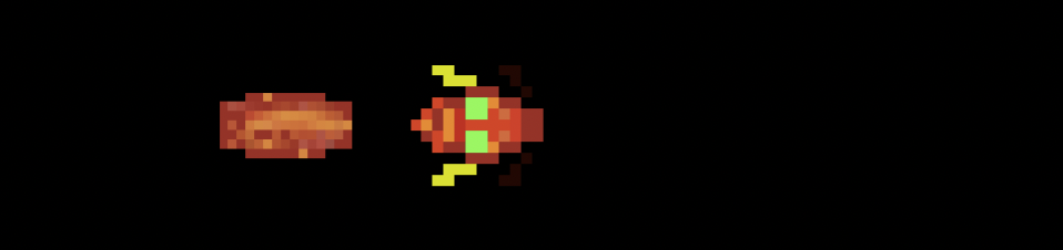 Zoomed in look at the two sprite frames of the dragon